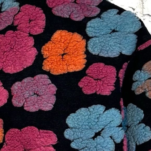 Cider floral fuzzy Bohemian zipper front cardigan sweater Size Small New - Picture 4 of 8